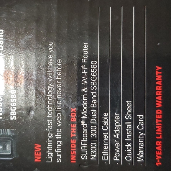 Motorola ARRIS SURFbrard  Modem & WiFi Router N300 300 Dual Band SBF6580 - Picture 11 of 11